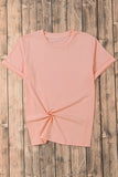 Khaki Casual Plain Crew Neck Tee