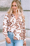 Western Aztec Pattern Button Flap Pocket Shirt