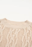 Pull beige en tricot torsadé avec épaules volantées