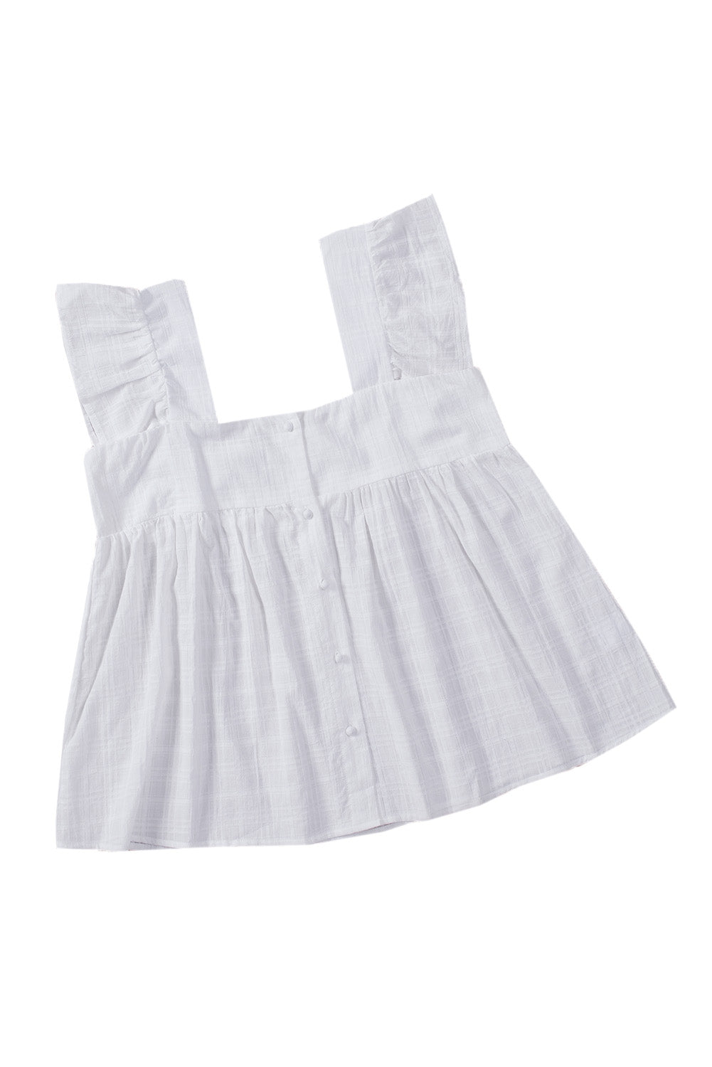 Puckered Texturing Ruffled Cap Sleeves Babydoll Top