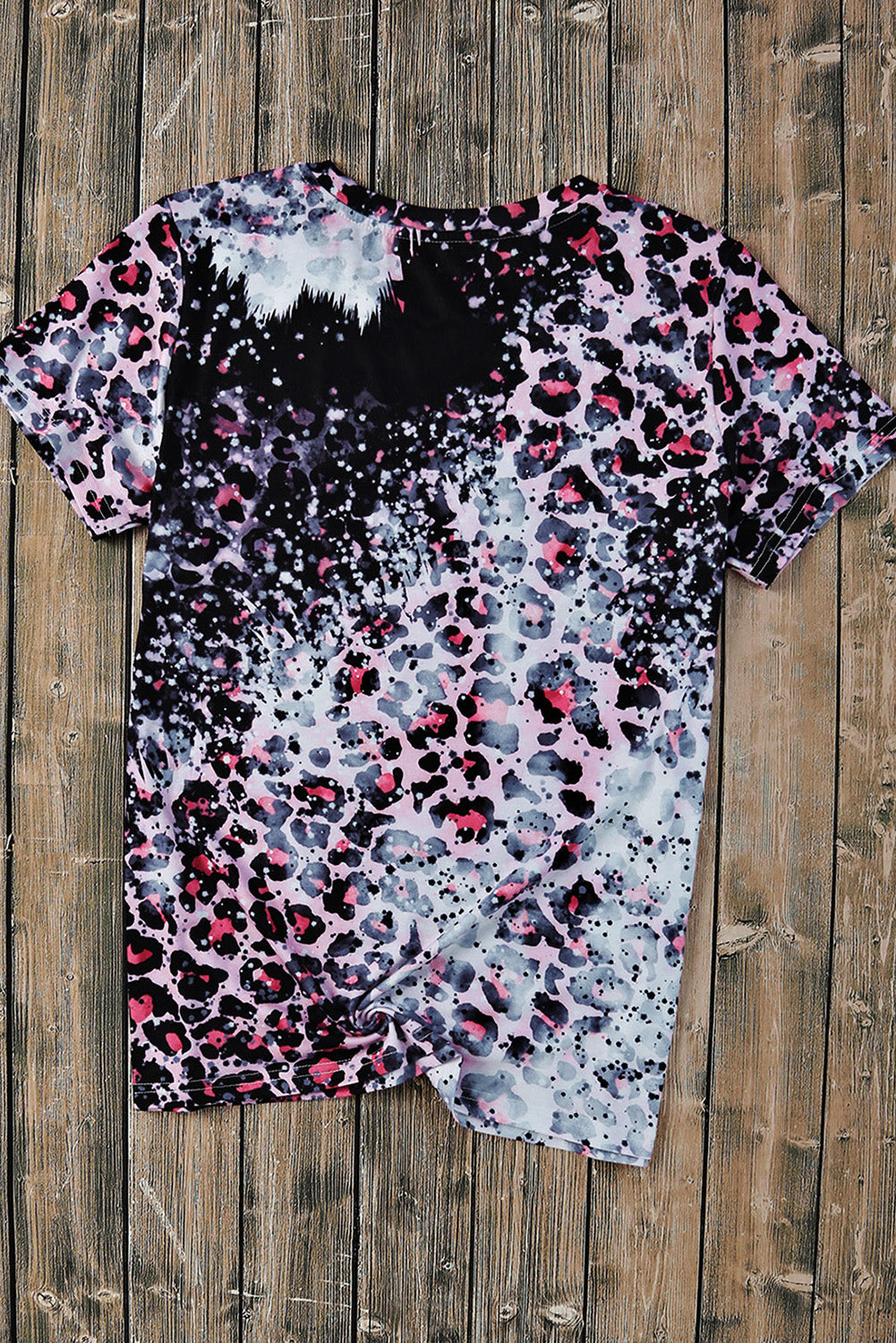 Leopard Dyed Print Bleached Blank Tee