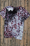 Leopard Dyed Print Bleached Blank Tee