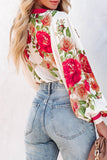 Floral Print V Neck Wrap Bodysuit