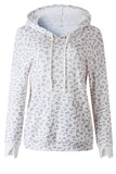 Leopard Kangaroo Pocket Long Sleeve Drawstring Hoodie