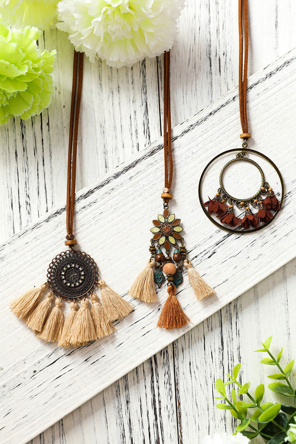 3pcs Bohemian Retro Tasseled Pendant Necklace