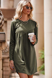 Irregular Seam Detail Long Sleeve T-shirt Dress