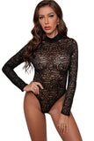 Long Sleeve High Neck Skinny Lace Bodysuit