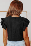 Ruffle Sleeve Cable Knit Top