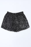 Sequin Straight Leg High Waist Casual Shorts