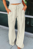 Striped Patchwork Drawstring Linen Pants