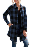 Brown Turn-down Collar Plaid Shirt Coat