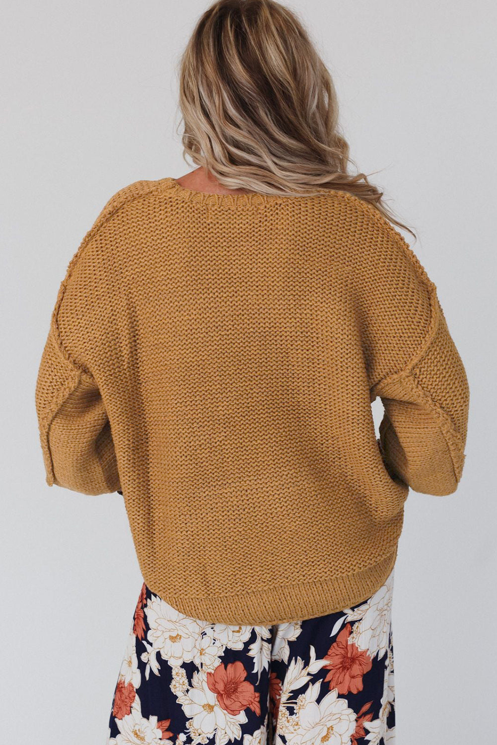 Slouchy Textured Knit Loose Sweater