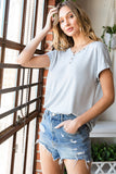 V Neckline Buttoned Detail T-shirt