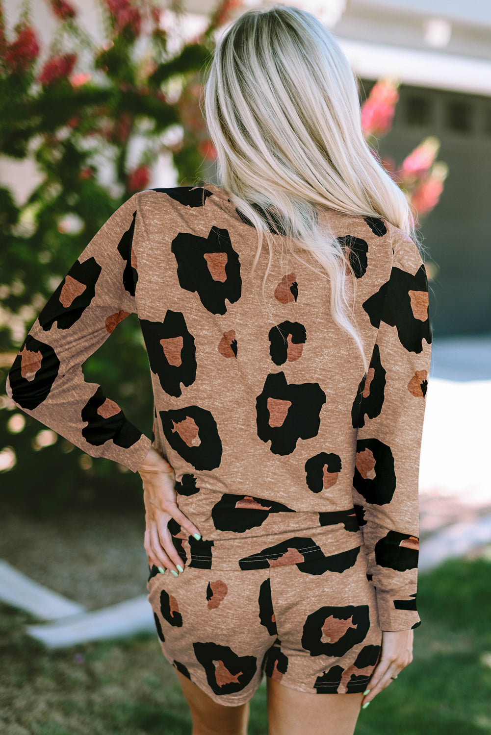 Pink Leopard Frilled Collar Printed Tank Top