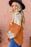 Leopard Colorblock Waffle Knit Top