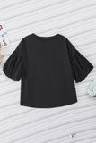 Joint Bubble Sleeve Round Neck Blouse