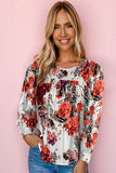 Floral Short Sleeve Round Neck Blouse