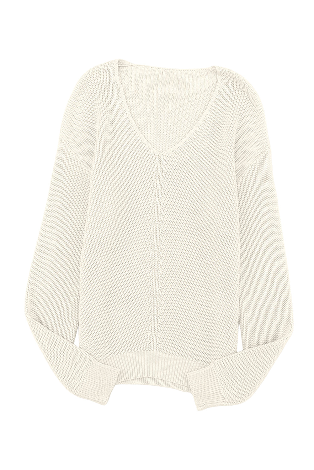 Ribbed Knit V Neck Sweater