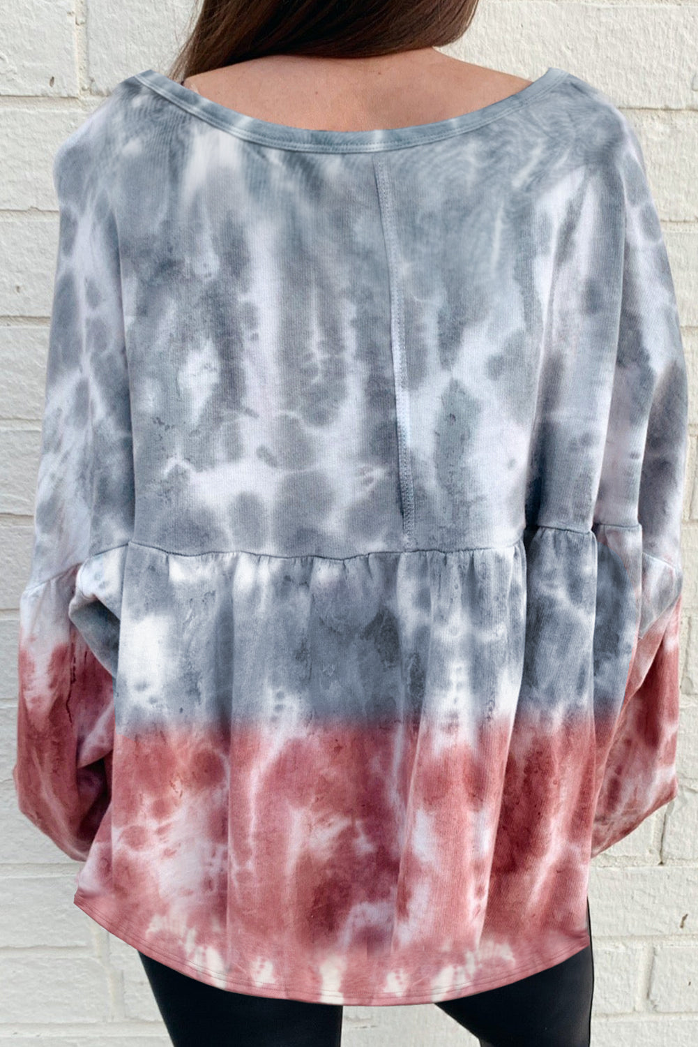 Tie Dye Bishop Sleeve Loose Sweatshirt