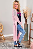 Sheer Knitted Long Side Slit Plus Size Cardigan