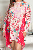 Floral Long Sleeve Plus Size Shift Dress