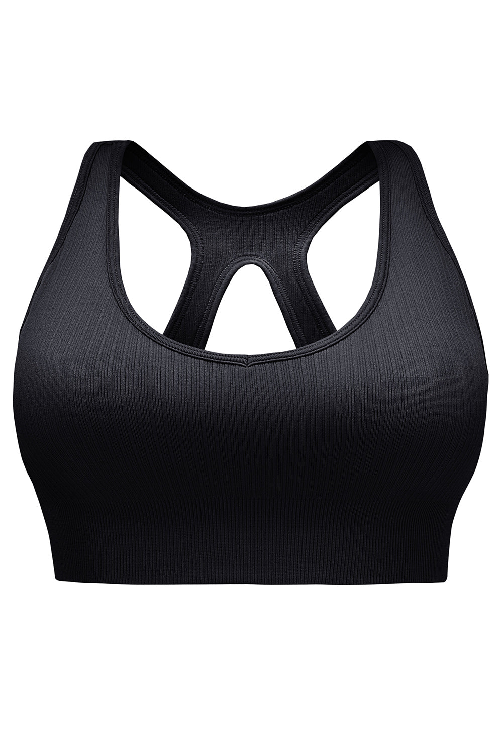 Camisole de yoga noire côtelée ajourée à dos nageur