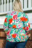 Floral Tie Split Neck Plus Size Peplum Blouse