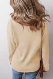 Clearly Aqua Solid Color Corded Drop Shoulder Long Sleeve Top