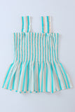 Striped Print Smocked Peplum Tank Top