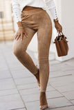 High Waist Faux Suede Skinny Leggings