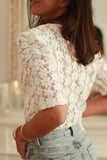 V-Neck Lace Short Sleeve Bodysuit