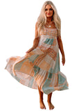 Boho Patchwork Print Square Neck Sundress