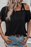 Asymmetric Criss Cross One Shoulder T Shirt