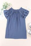 Tiered Ruffled Drawstring V Neck Top