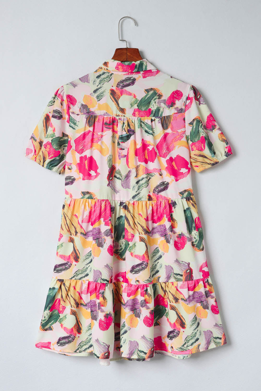 Floral Print Short Sleeve Shirt Dress