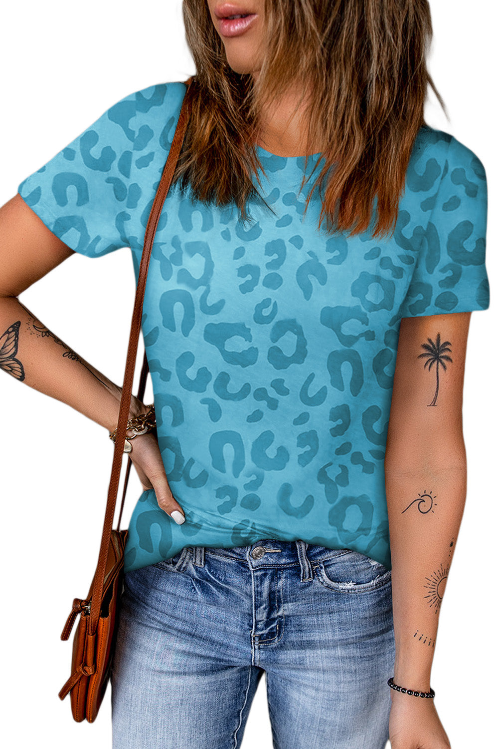 Animal Print Crew Neck T Shirt