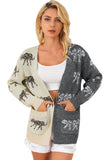 Multicolor Animal Print Colorblock Open Front Cardigan