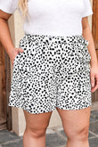 Plus Size Dalmatian Print High Waist Shorts