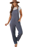 Distressed Trim Crinkle Pocketed Jumpsuit