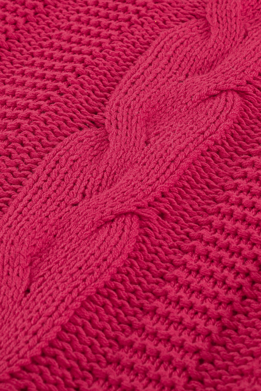 Bubblegum V-Neck Braided Knit Sweater