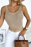 Slim-fit V Neck Ribbed Knit Tank Top