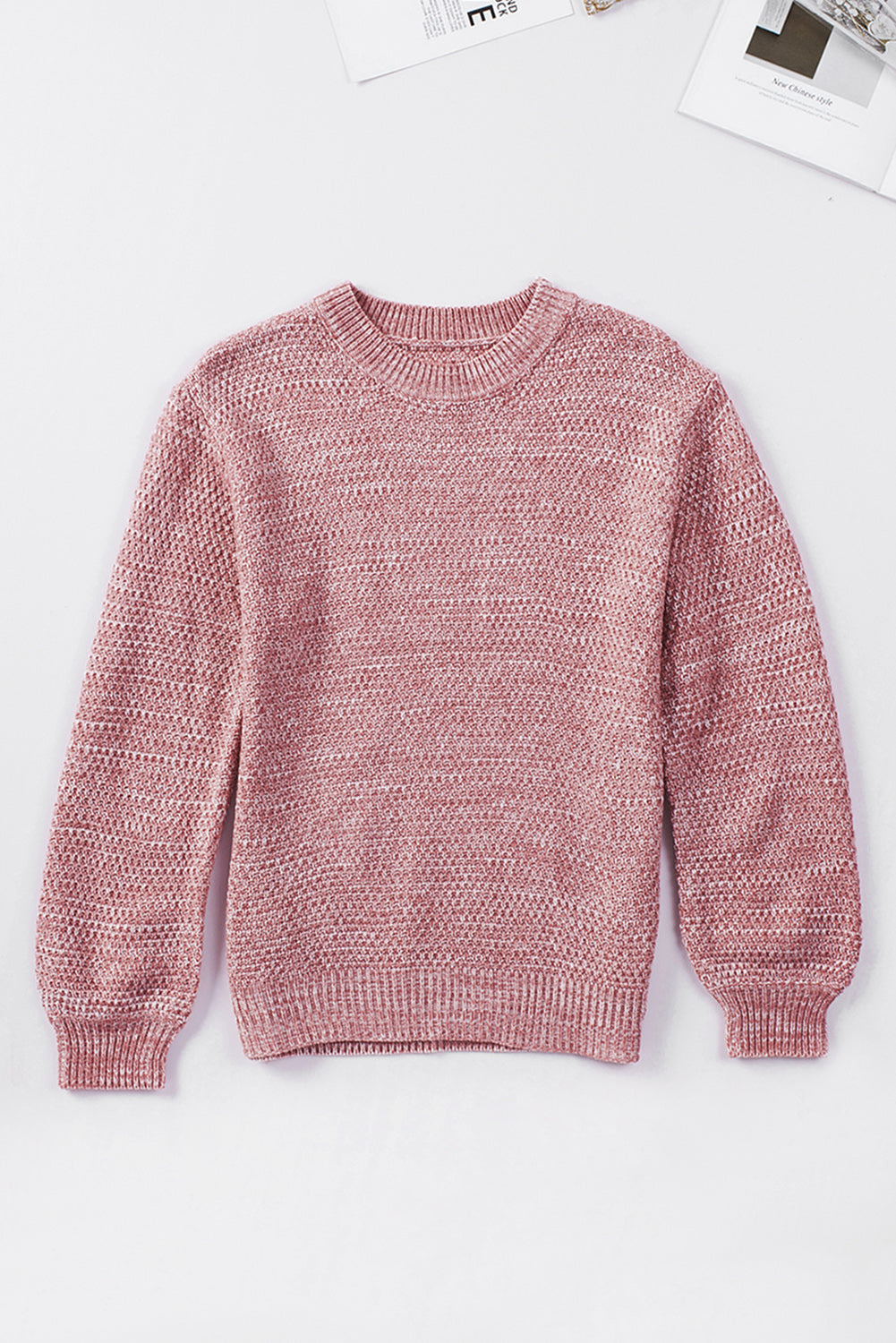 Subtle Heather Knit Bishop Sleeve Sweater