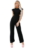 Black Cut Out Ruffle Sleeve High Waist Jumpsuit