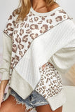 Asymmetrical Leopard Texture Splicing Loose Sweatshirt