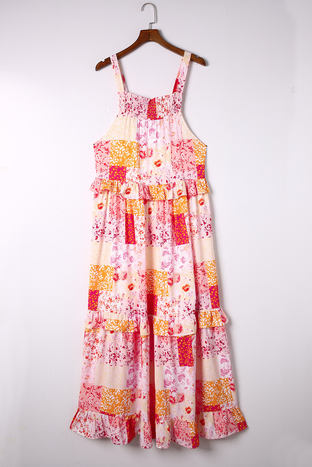 Boho Geometric Floral Print Sleeveless Maxi Dress