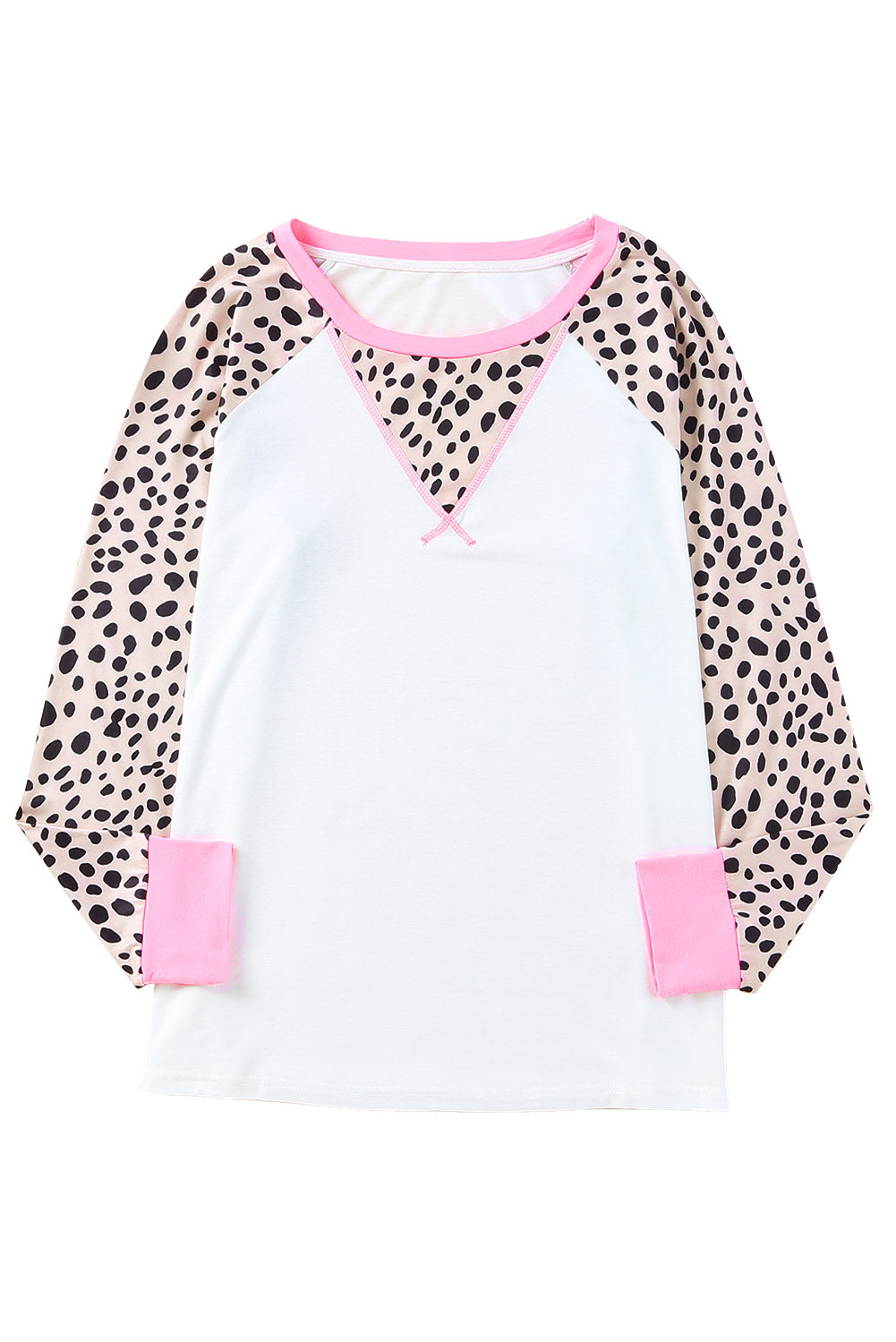 Leopard Patchwork Long Sleeve Plus Size Top