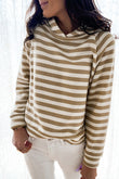 Striped Loose Pullover Hooded Sweatshirt