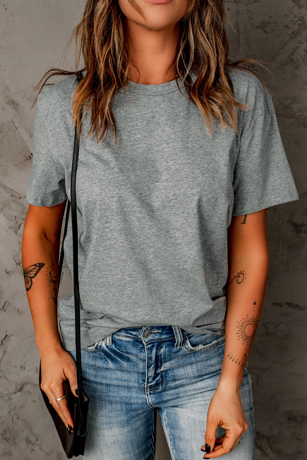 Plain Crew Neck Short Sleeve Tee