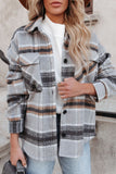 Plaid Print Pocketed Shirt Jacket