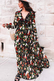 Multicolor Wild Lotus Ruffle Tiered Maxi Dress